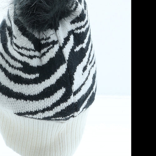 Marks and Spencer Girls Red Animal Print Viscose Bobble Hat One Size - Zebra