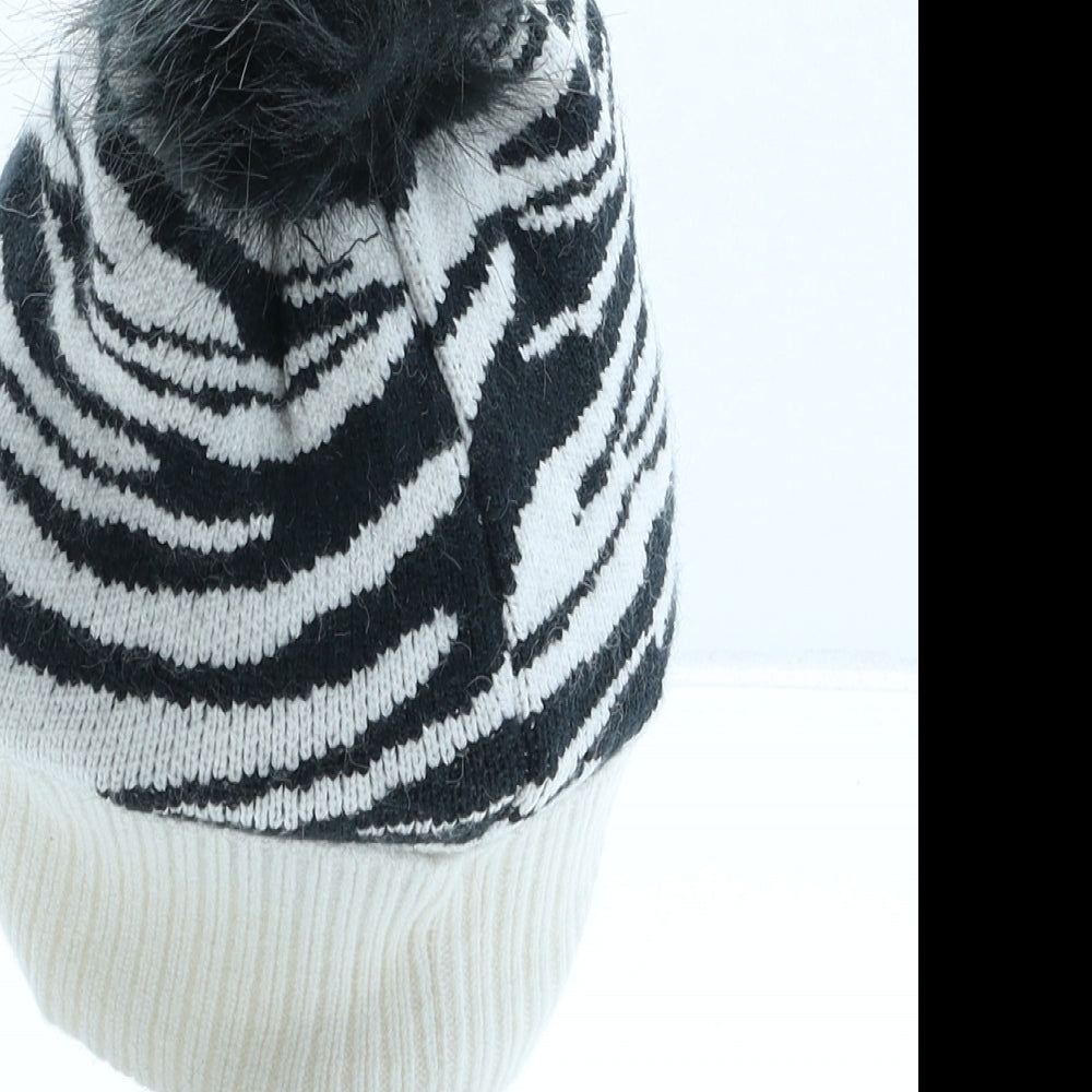 Marks and Spencer Girls Red Animal Print Viscose Bobble Hat One Size - Zebra
