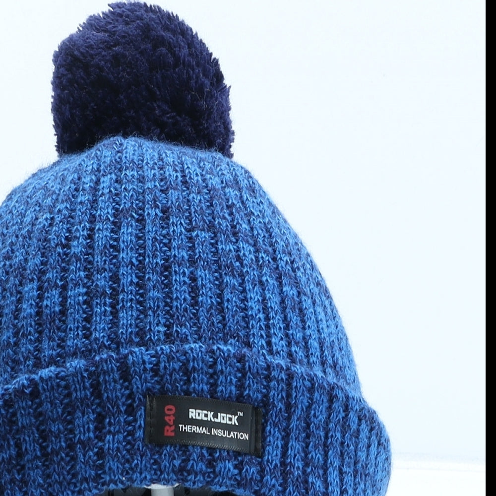 Rock Jock Boys Blue Acrylic Bobble Hat One Size