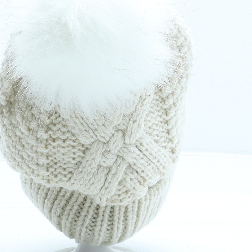 George Womens Ivory Acrylic Bobble Hat One Size
