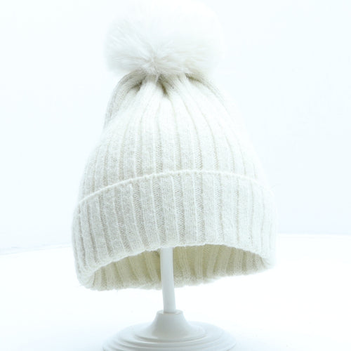 Primark Girls Ivory Polyester Bobble Hat Size M