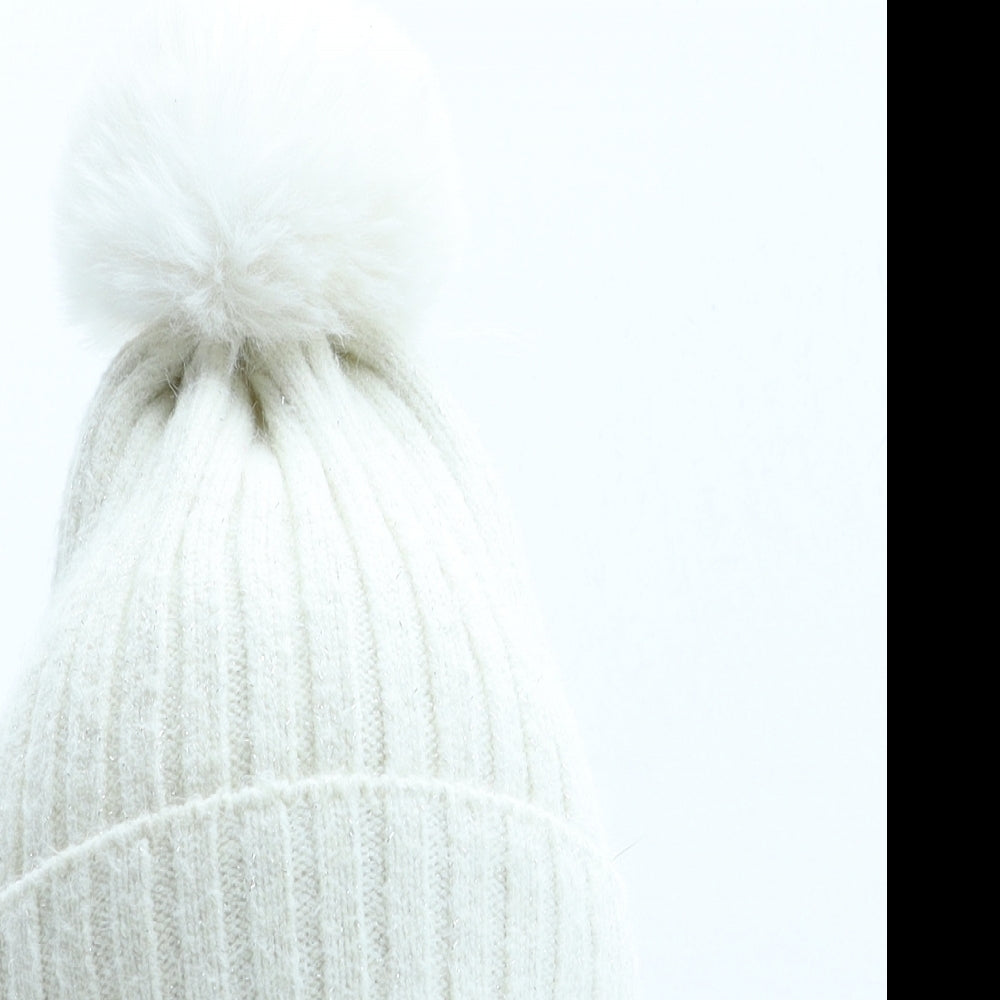 Primark Girls Ivory Polyester Bobble Hat Size M