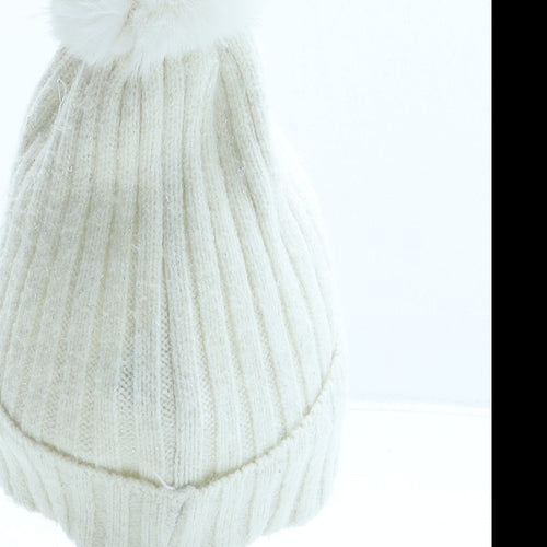 Primark Girls Ivory Polyester Bobble Hat Size M