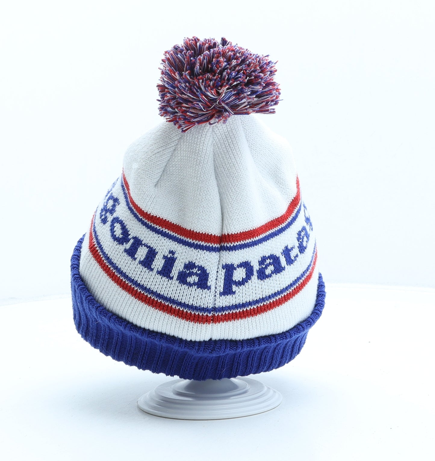 Patagonia Mens White Striped Polyester Beanie One Size