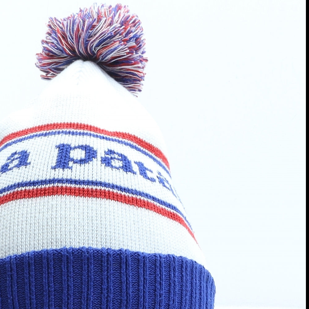 Patagonia Mens White Striped Polyester Beanie One Size