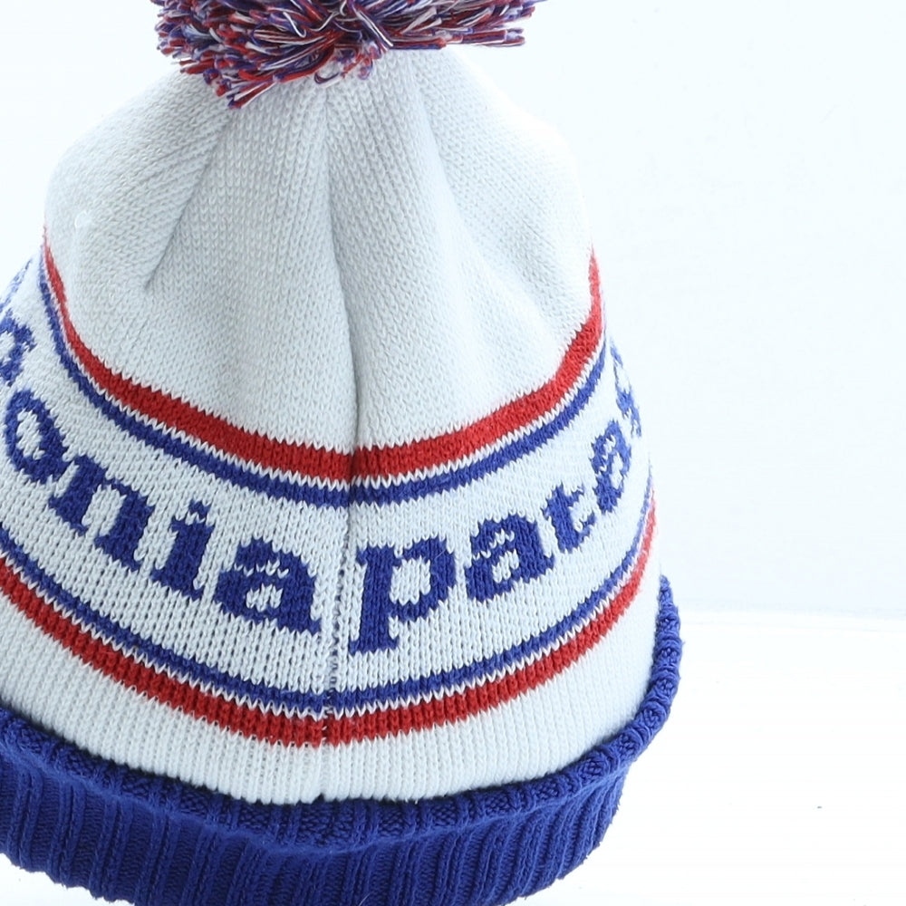 Patagonia Mens White Striped Polyester Beanie One Size