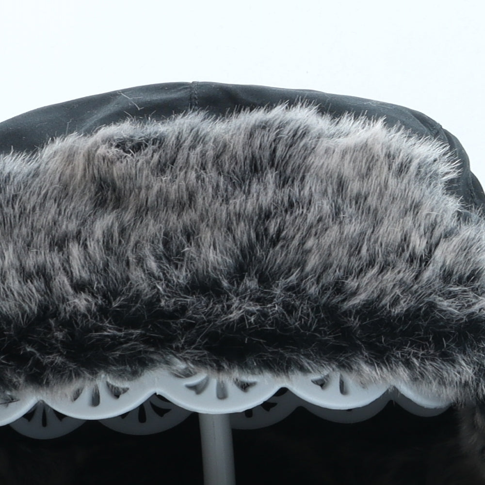 Firetrap Mens Black Acrylic Trapper Hat One Size - Faux Fur