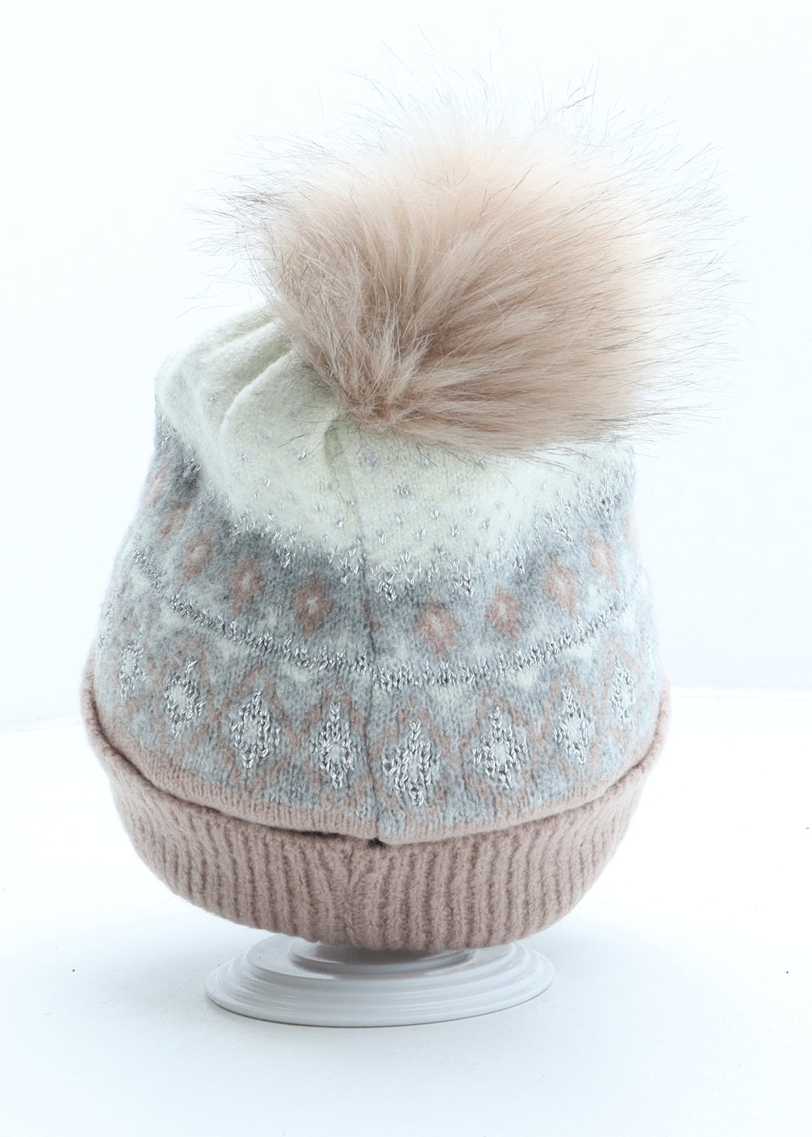 George Womens Multicoloured Argyle/Diamond Acrylic Bobble Hat One Size