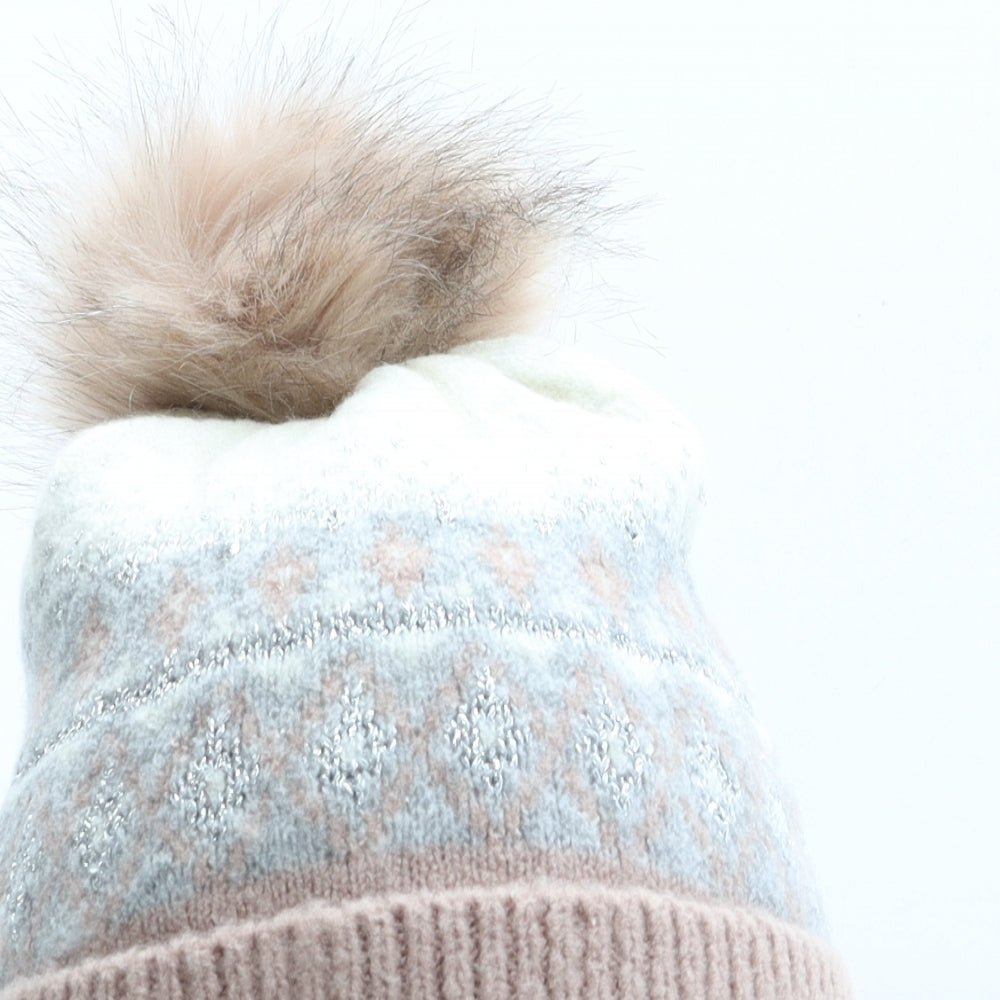 George Womens Multicoloured Argyle/Diamond Acrylic Bobble Hat One Size