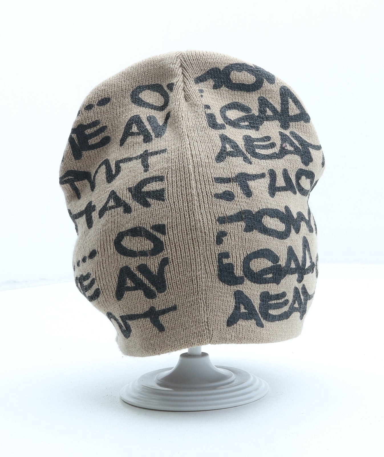 Preworn Mens Beige Acrylic Beanie One Size