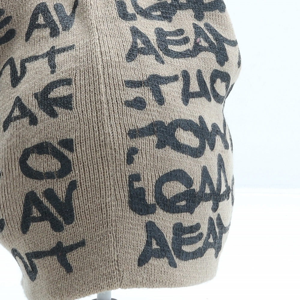 Preworn Mens Beige Acrylic Beanie One Size