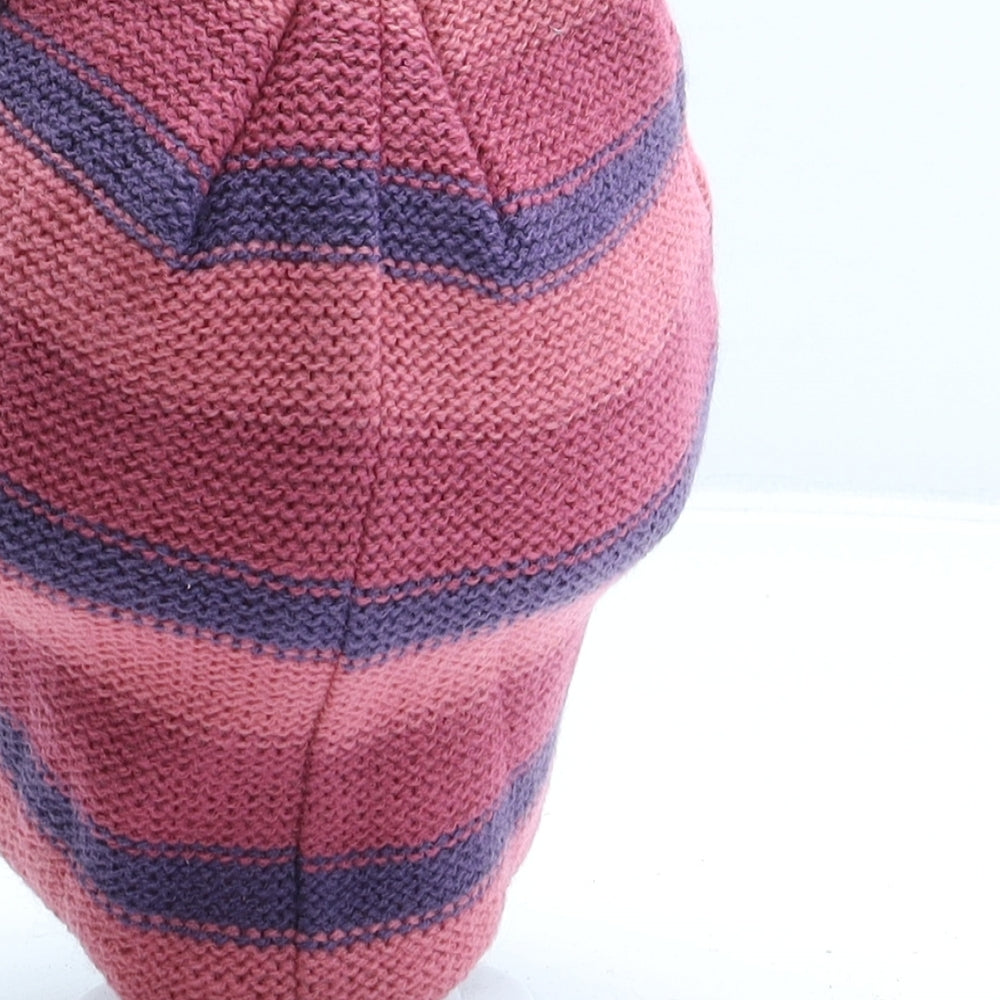 George Girls Pink Striped Acrylic Beanie One Size - Hello Kitty