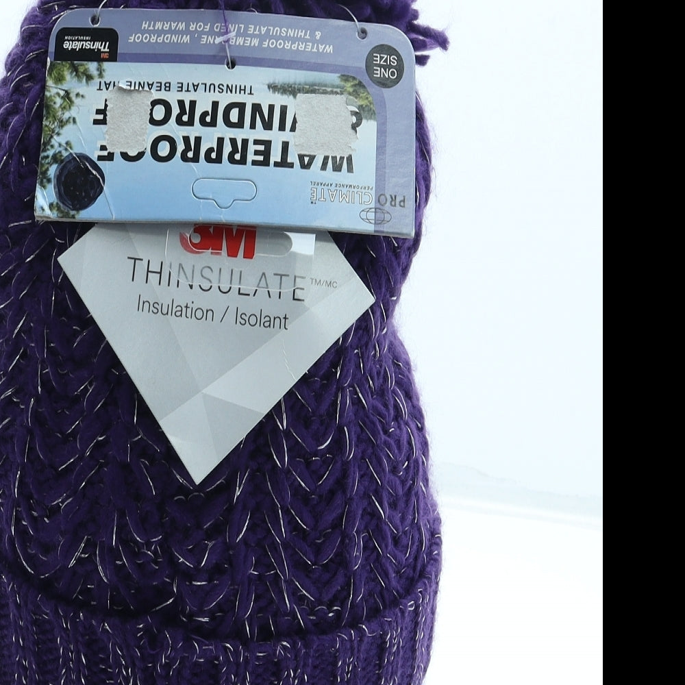 Thinsulate Womens Purple Acrylic Bobble Hat One Size