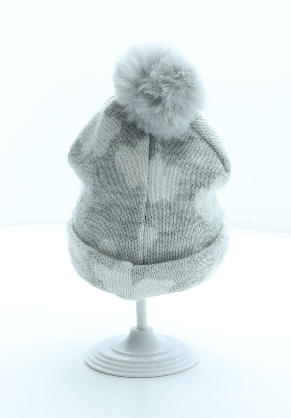 Primark Girls Grey Geometric Acrylic Bobble Hat Size S - Dumbo