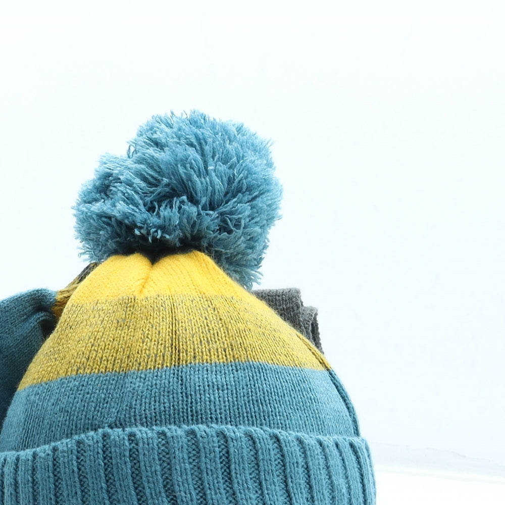 TU Boys Multicoloured Striped Acrylic Bobble Hat Size S