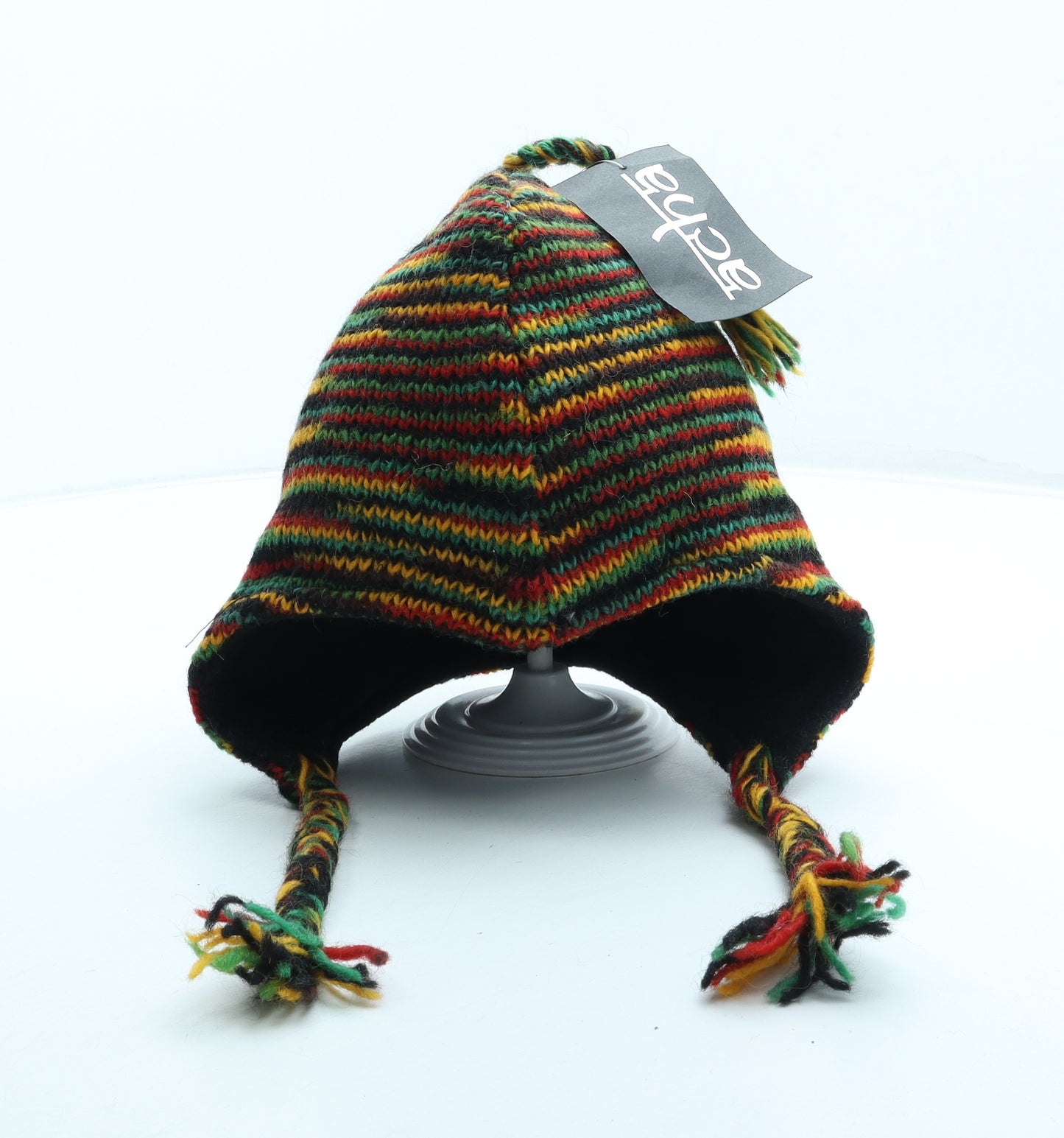 Acha Womens Multicoloured Striped Acrylic Bonnet One Size