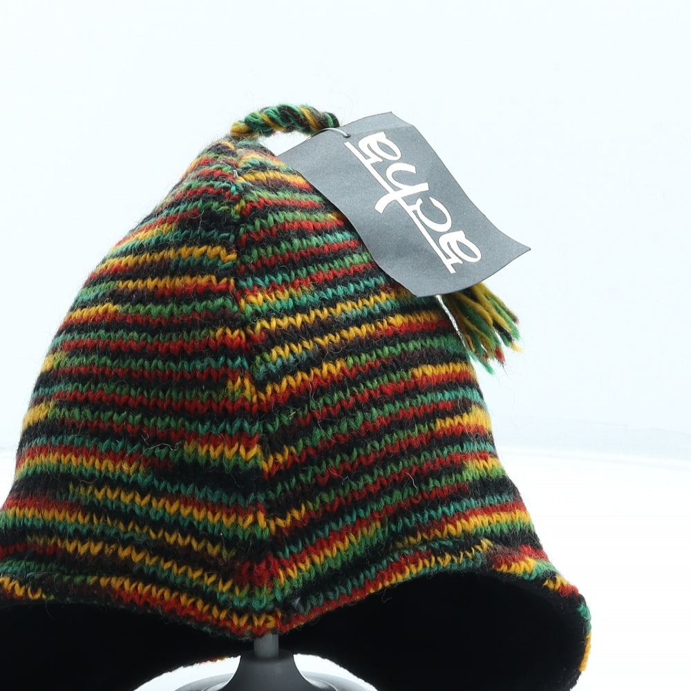 Acha Womens Multicoloured Striped Acrylic Bonnet One Size