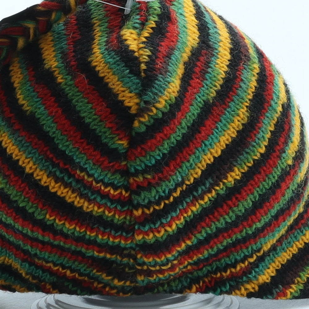 Acha Womens Multicoloured Striped Acrylic Bonnet One Size