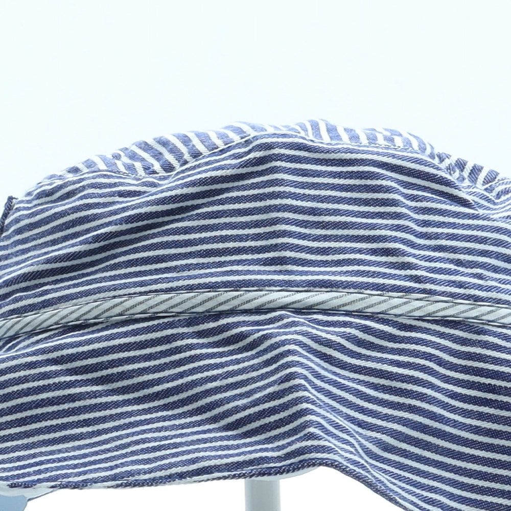 JoJo Maman Bébé Boys Blue Striped Cotton Bucket Hat Size S - Sailor Nautical