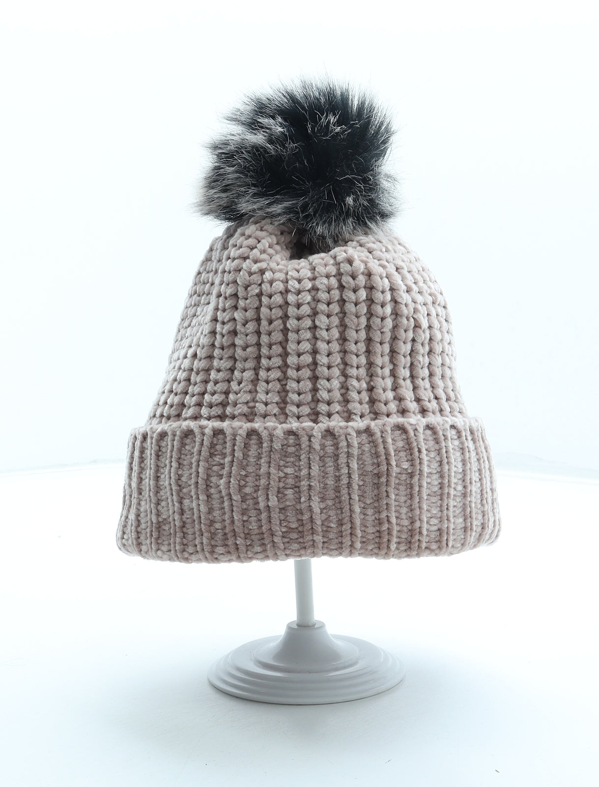 Preworn Womens Pink Polyester Bobble Hat One Size - Faux fur