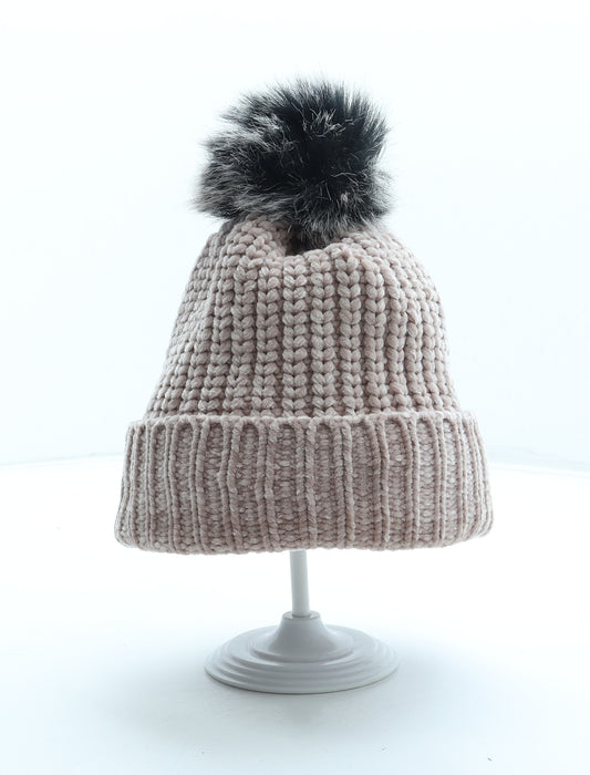 Preworn Womens Pink Polyester Bobble Hat One Size - Faux fur