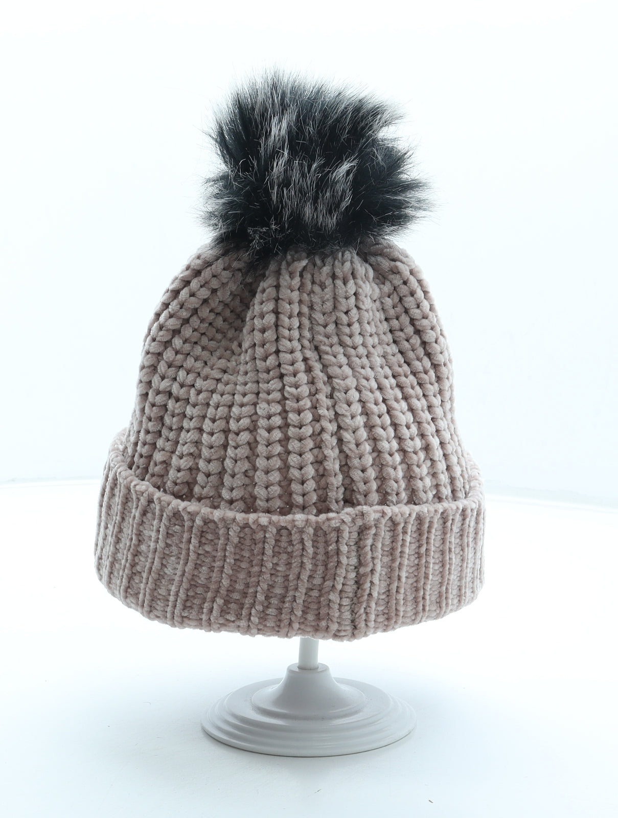 Preworn Womens Pink Polyester Bobble Hat One Size - Faux fur