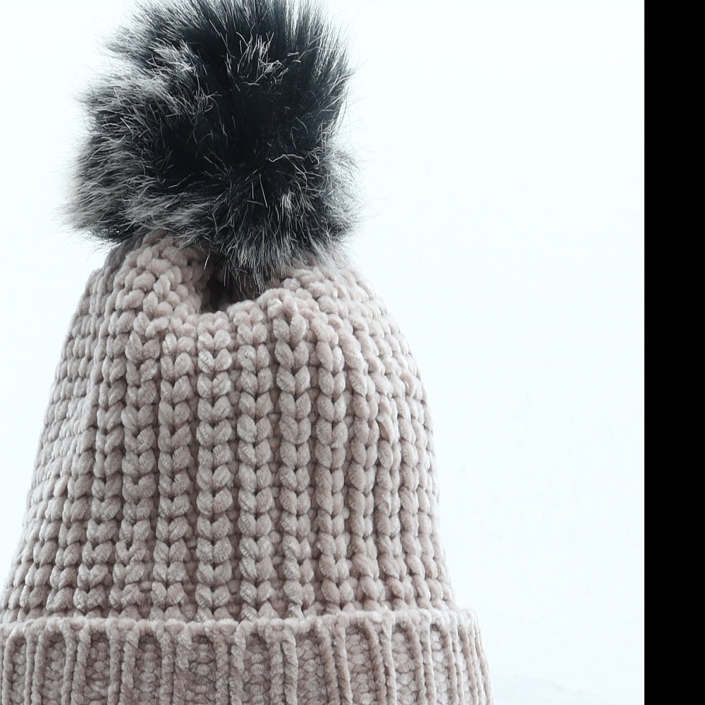 Preworn Womens Pink Polyester Bobble Hat One Size - Faux fur