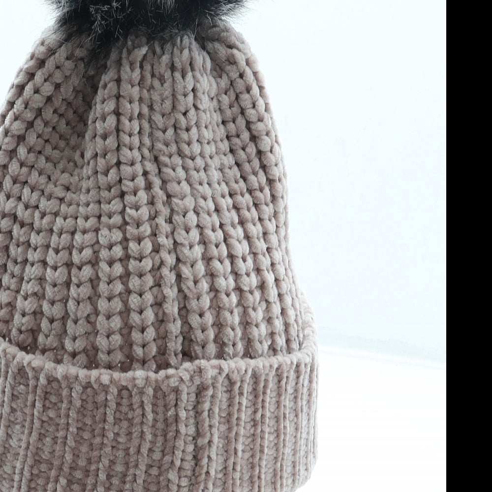Preworn Womens Pink Polyester Bobble Hat One Size - Faux fur