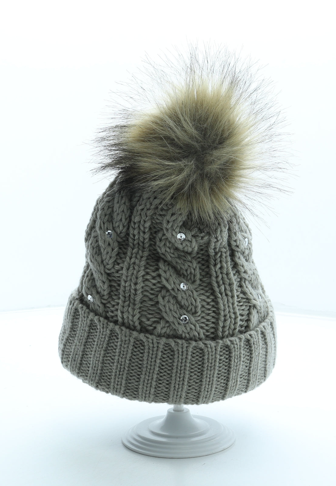 Trespass Womens Beige Acrylic Bobble Hat One Size - Faux fur