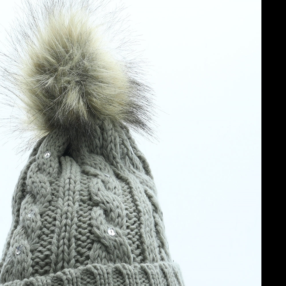 Trespass Womens Beige Acrylic Bobble Hat One Size - Faux fur