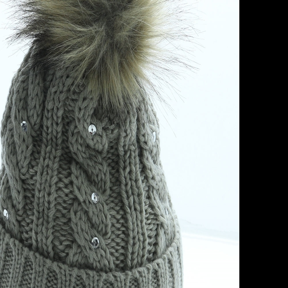 Trespass Womens Beige Acrylic Bobble Hat One Size - Faux fur