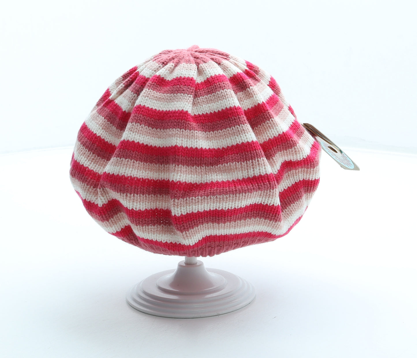 Accessorize Womens Pink Striped Acrylic Beanie One Size