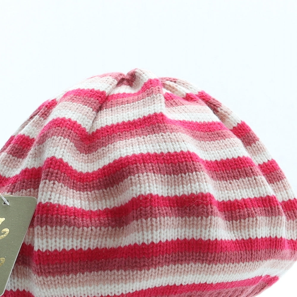 Accessorize Womens Pink Striped Acrylic Beanie One Size