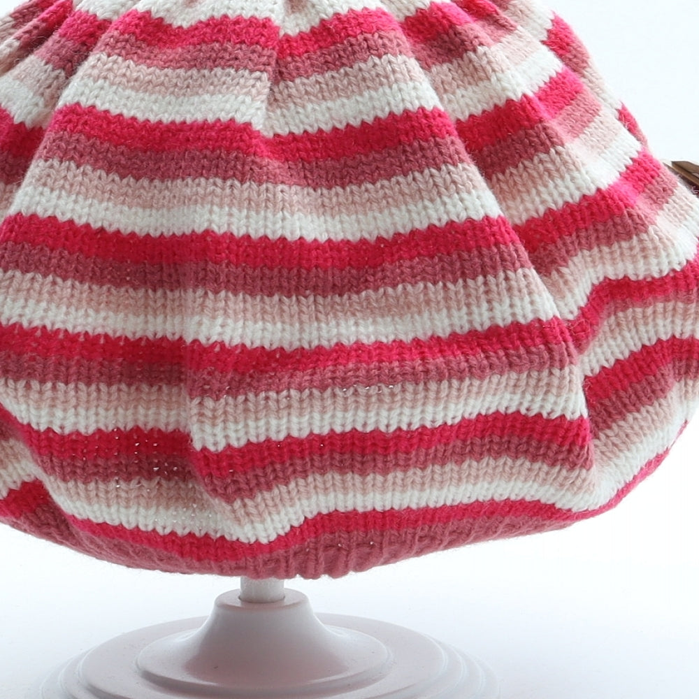 Accessorize Womens Pink Striped Acrylic Beanie One Size