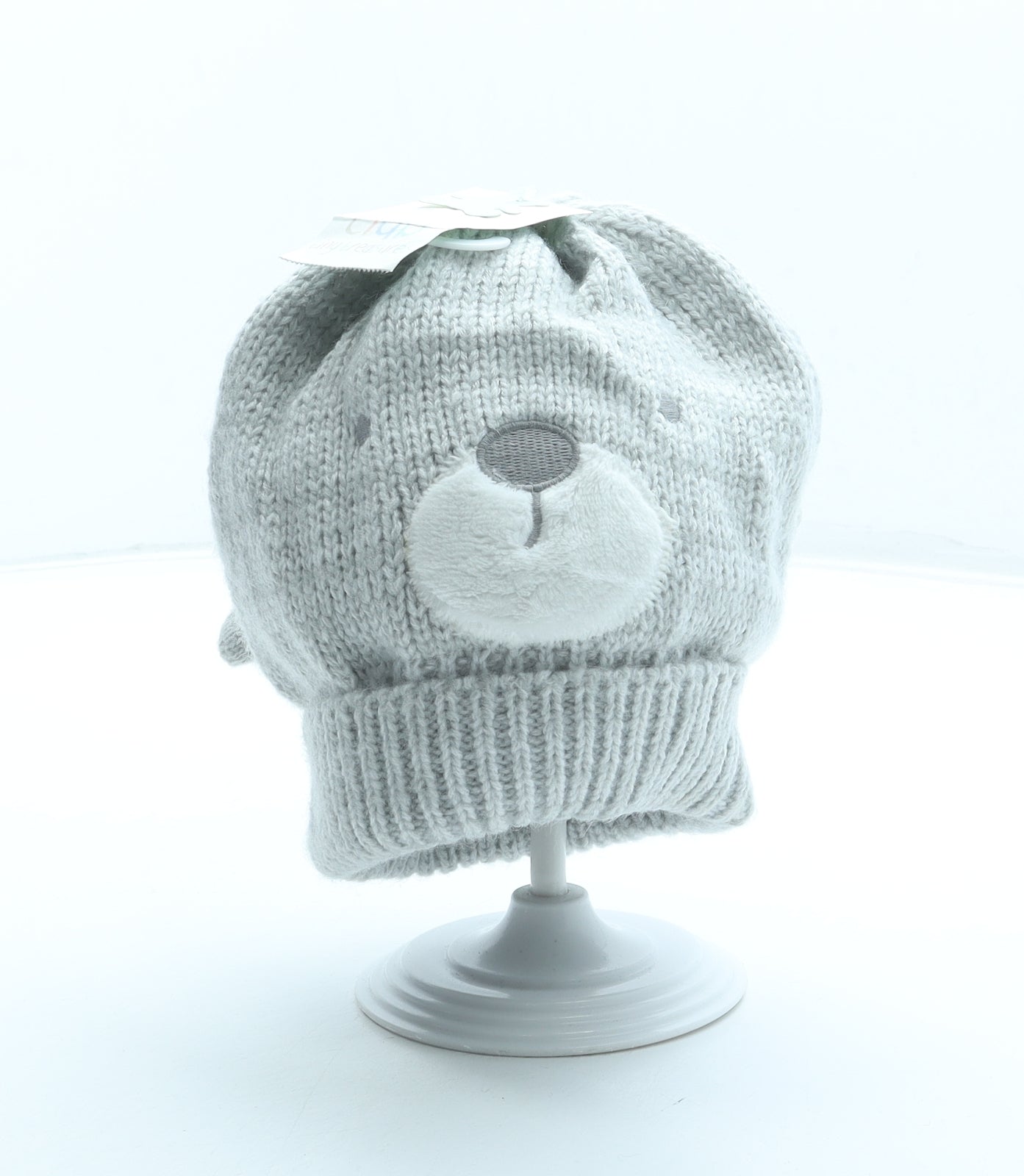 Mini Club Boys Grey Acrylic Beanie Size S - Bear