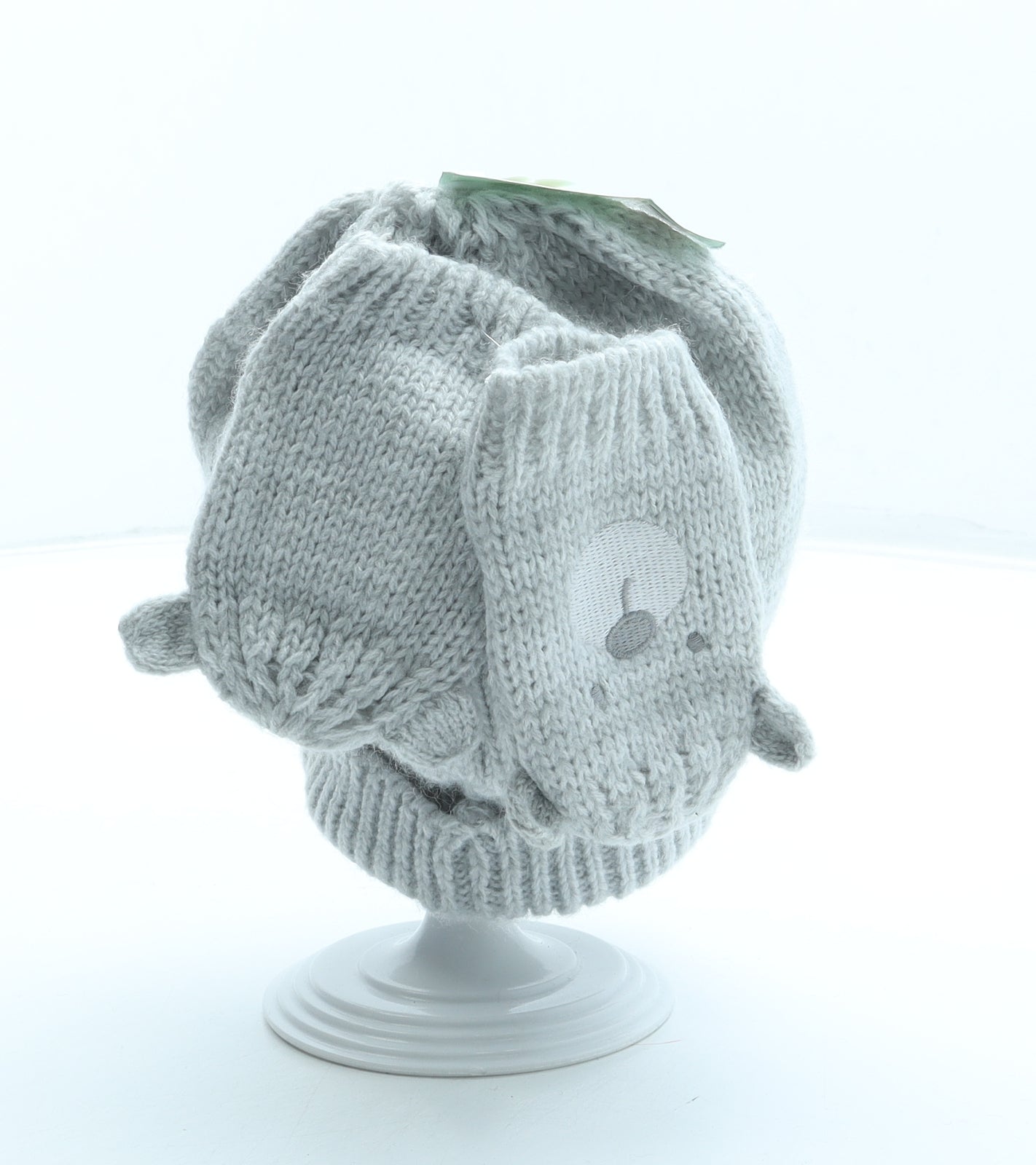 Mini Club Boys Grey Acrylic Beanie Size S - Bear
