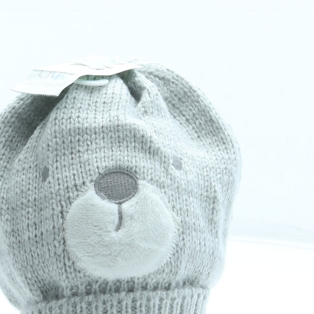 Mini Club Boys Grey Acrylic Beanie Size S - Bear