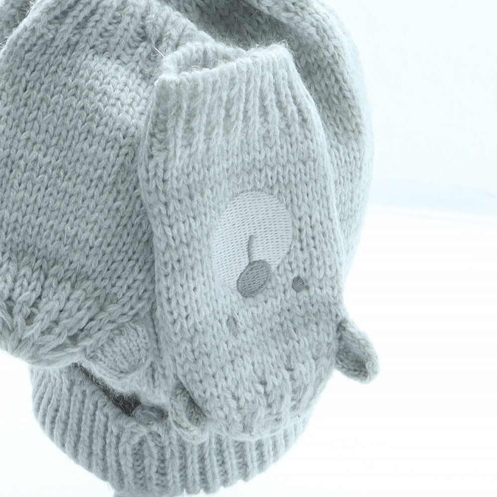 Mini Club Boys Grey Acrylic Beanie Size S - Bear