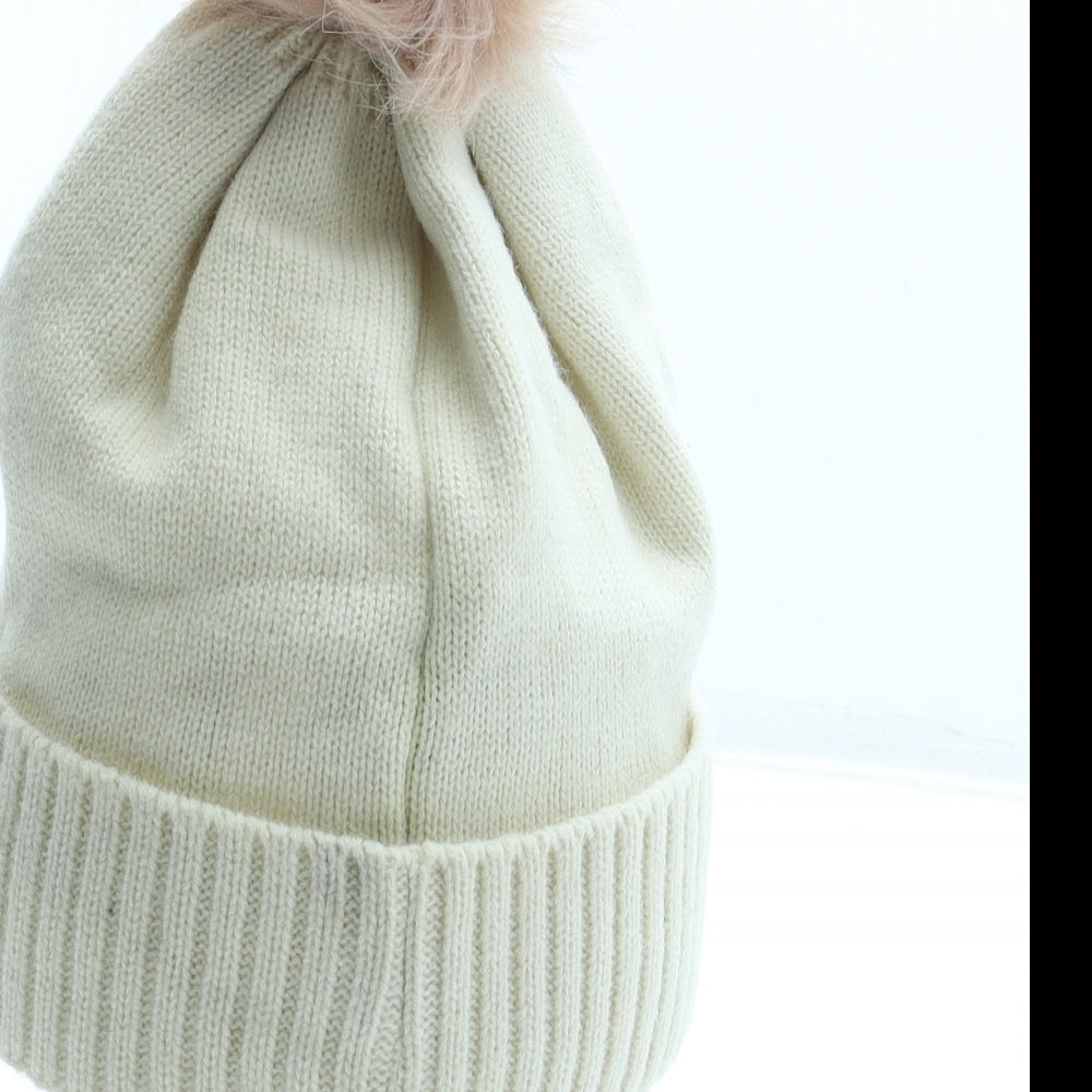 George Womens Beige Acrylic Bobble Hat One Size - Sparkle all the way