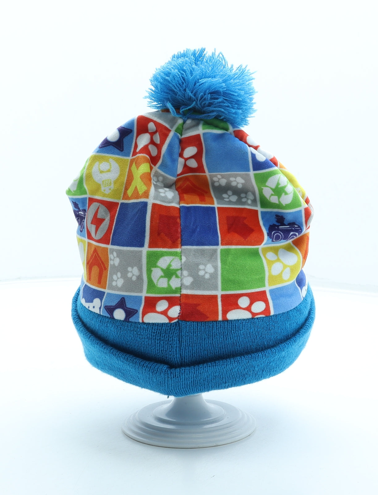 Nicklelodeon Boys Blue Geometric Acrylic Bobble Hat One Size - Paw Patrol