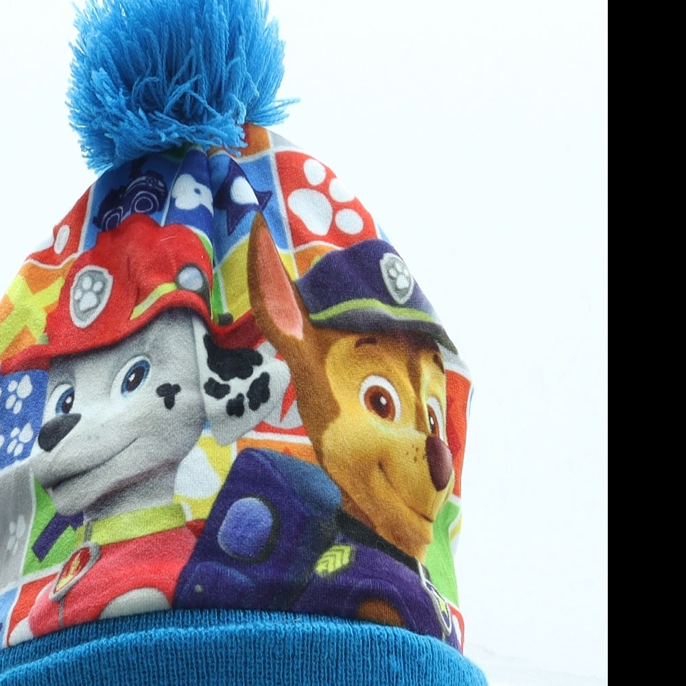 Nicklelodeon Boys Blue Geometric Acrylic Bobble Hat One Size - Paw Patrol