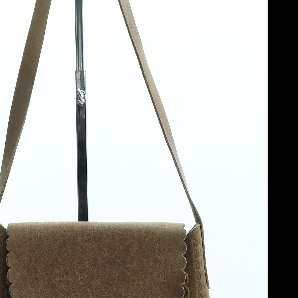 Accessorize Womens Brown Geometric Leather Saddle Bag Size Small
