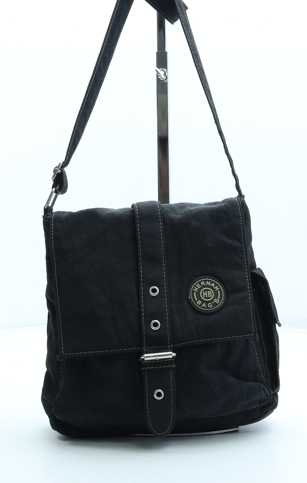 Hernan Bags Womens Black Polyester Crossbody Size Small