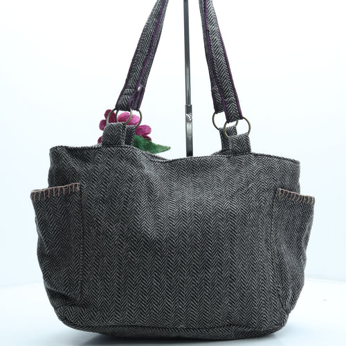 Shruti Womens Multicoloured Herringbone Wool Shoulder Bag Size Medium - Flower Detail