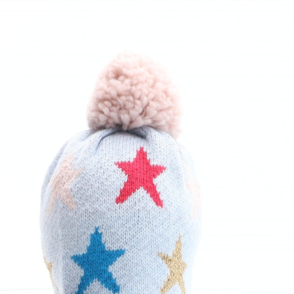 Marks and Spencer Girls Multicoloured Geometric Acrylic Bobble Hat One Size - Gloves included, Star pattern