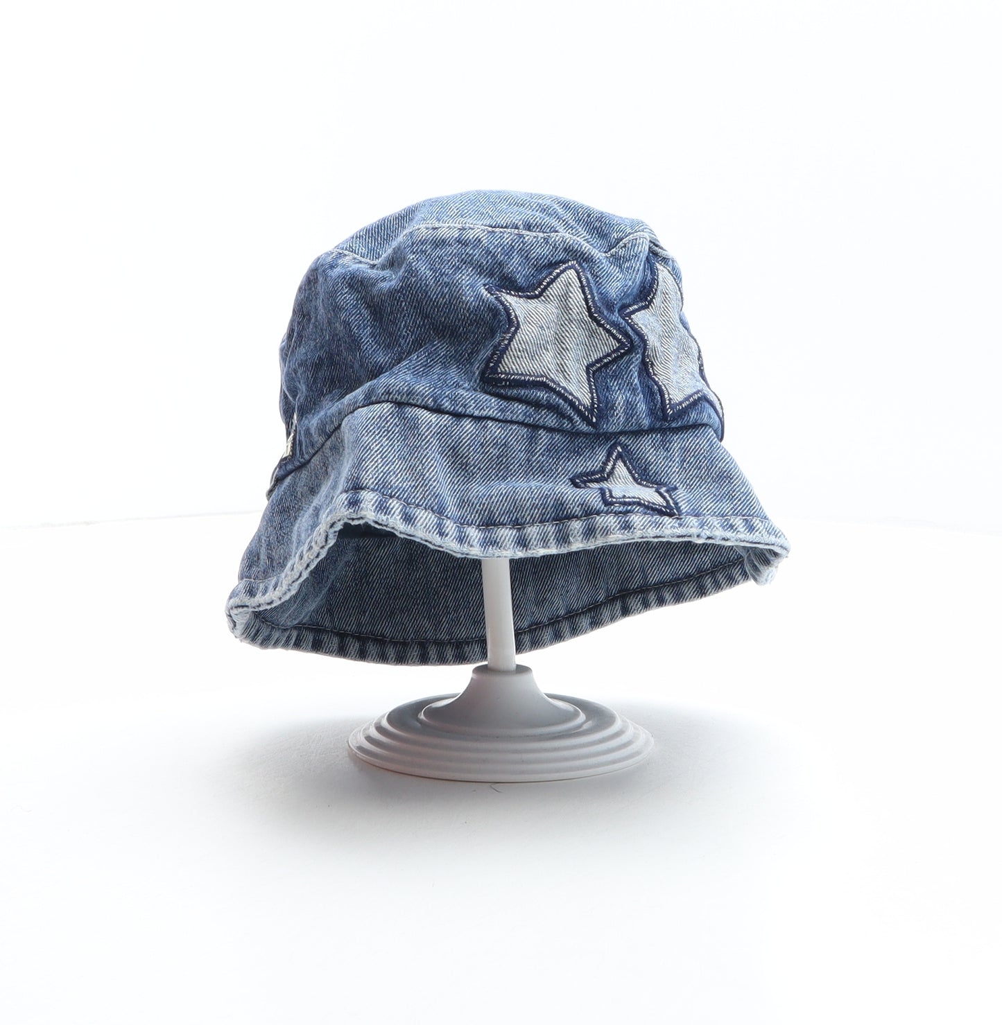NEXT Girls Blue 100% Cotton Bucket Hat One Size - Star Detail