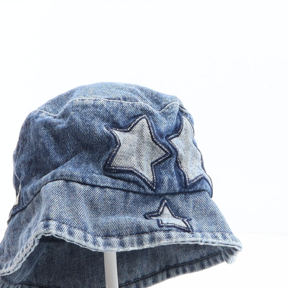 NEXT Girls Blue 100% Cotton Bucket Hat One Size - Star Detail