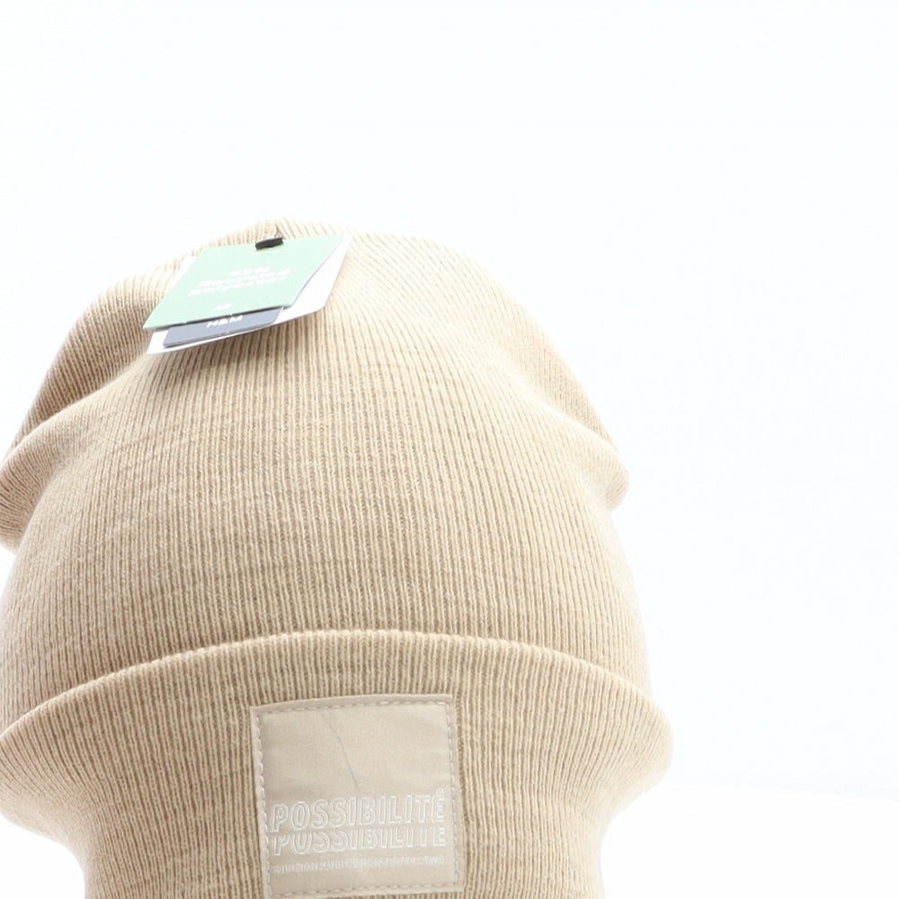 Divided by H&M Mens Beige Polyester Beanie One Size