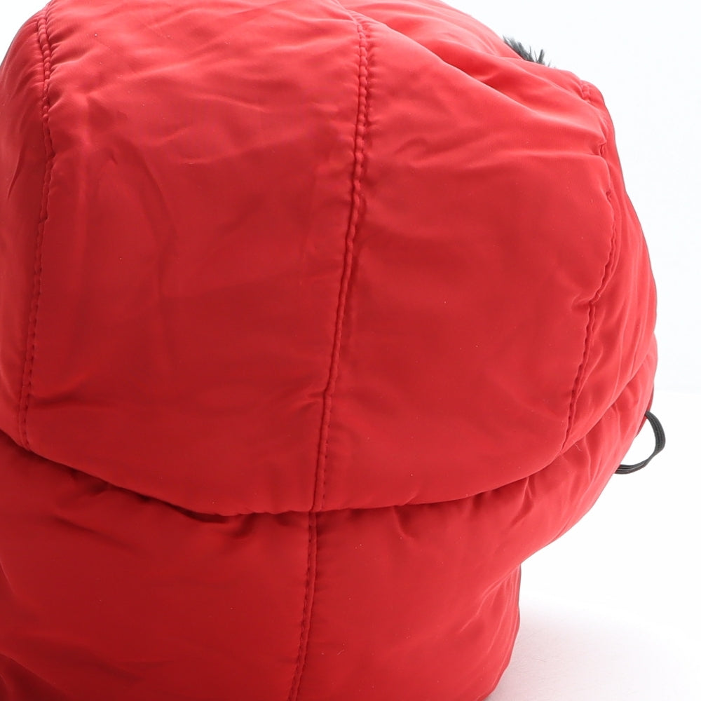 Preworn Mens Red Polyester Trapper Hat One Size