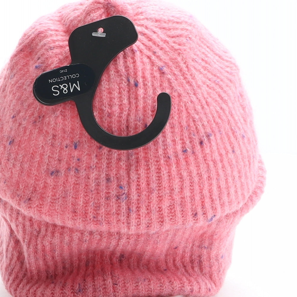 Marks and Spencer Womens Pink Acrylic Beanie One Size